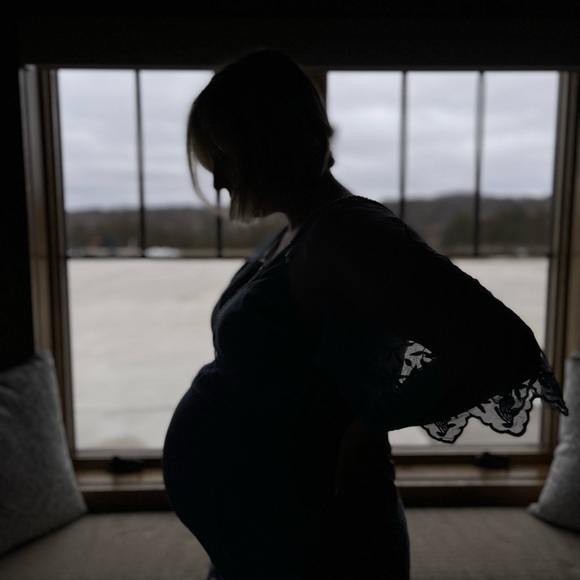 Boohoo Blue Sheer & Lace Dress Cocktail Party Photoshoot Baby Shower - Picture 10 of 11